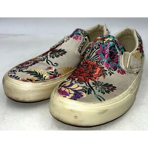 Vans Shoes Womens Size 7.5 Festival Satin Gold Slip-On Classic Low Top Sneakers